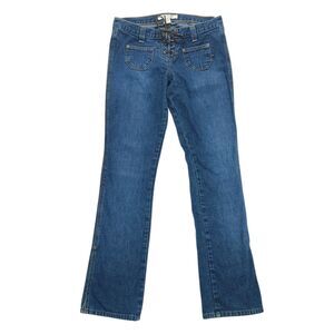 Y2K Abercrombie & Fitch Jeans Women 2 Made In USA Lace Up Split Ankle Flare